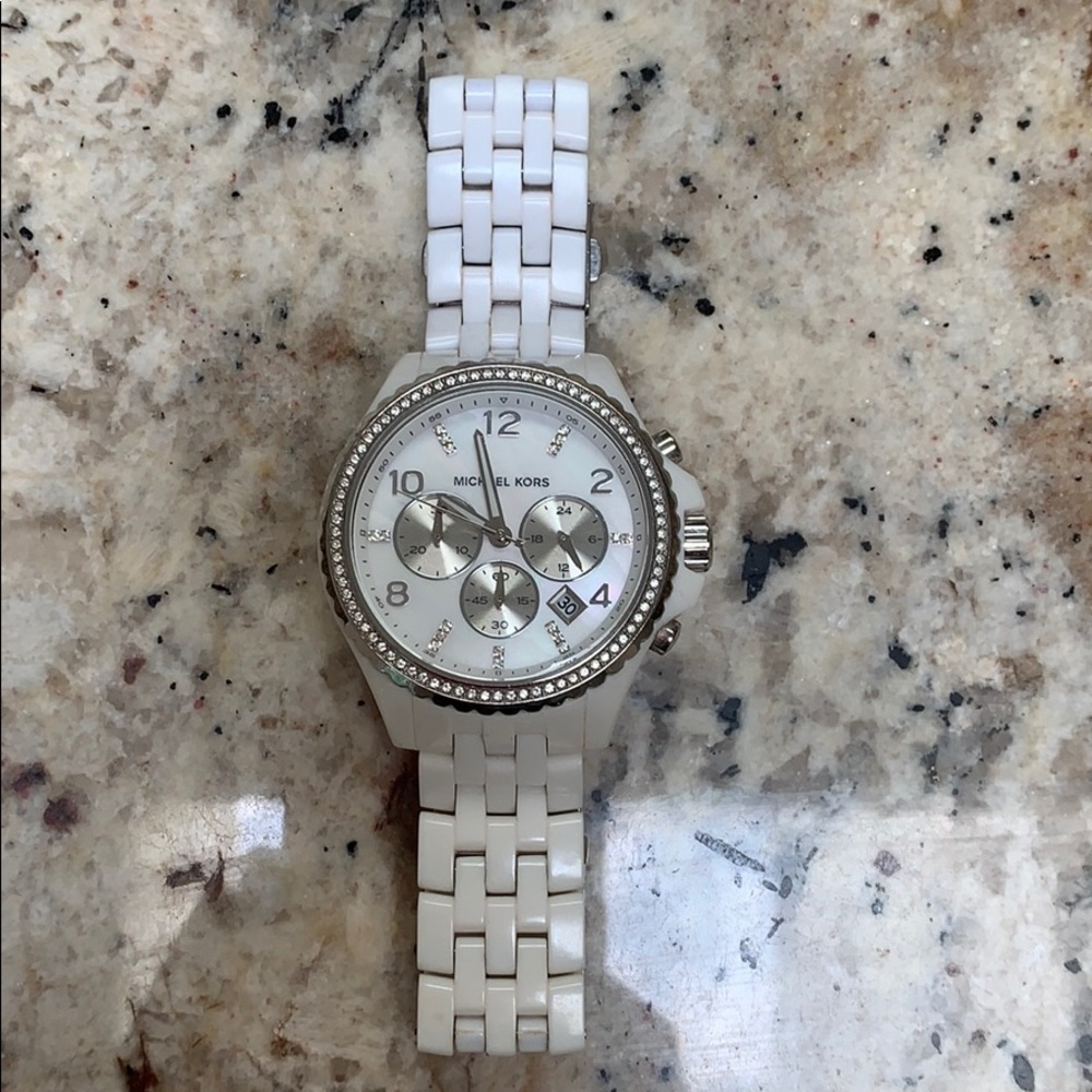 Michael kors white watch (needs new battery)